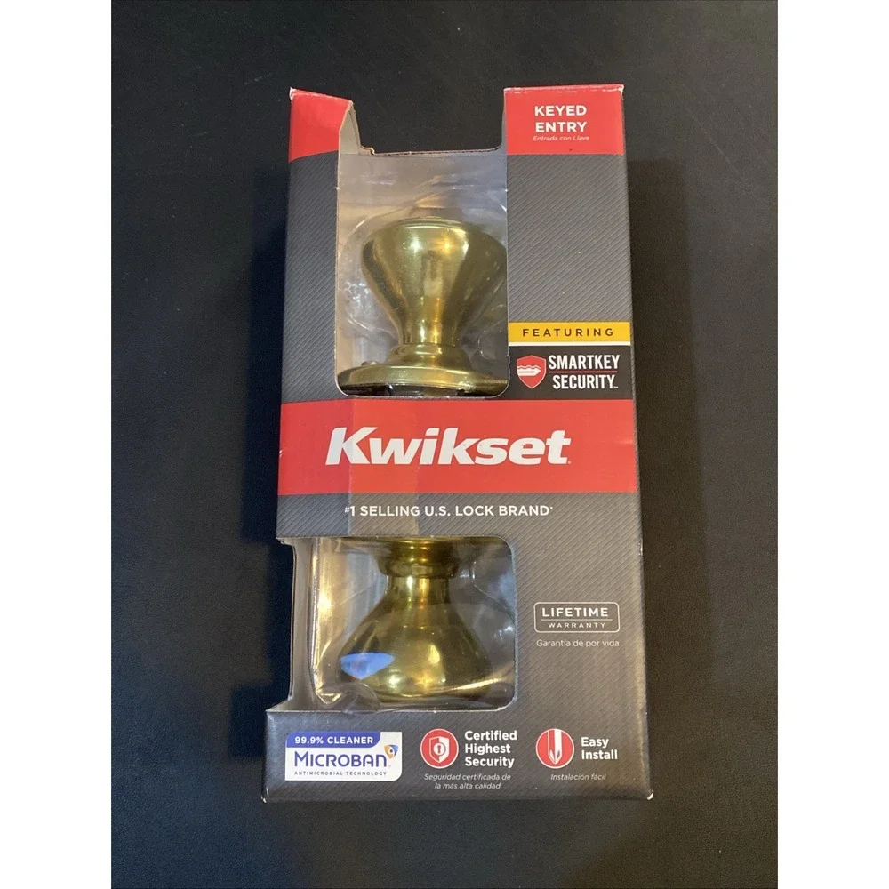 Kwikset Signature SmartKey Brass Entry Lockset Microban Technology